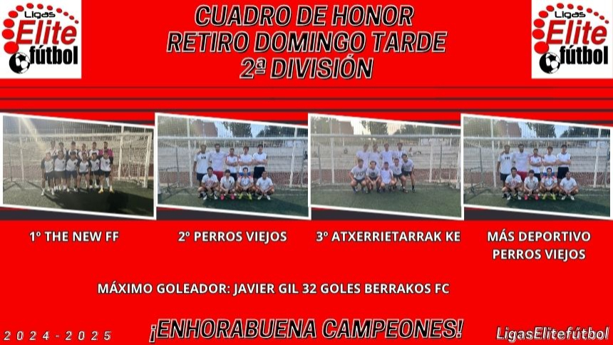 CUADRO DE HONOR. RETIRO DOMINGO TARDE 2ª DIVISIÓN